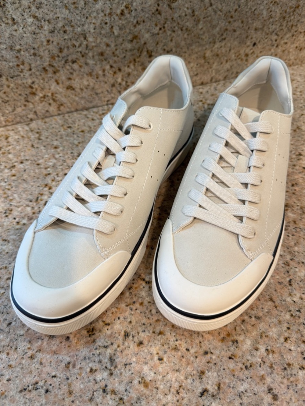 Abound Men's Off-White Leather Sneakers with Black Accent